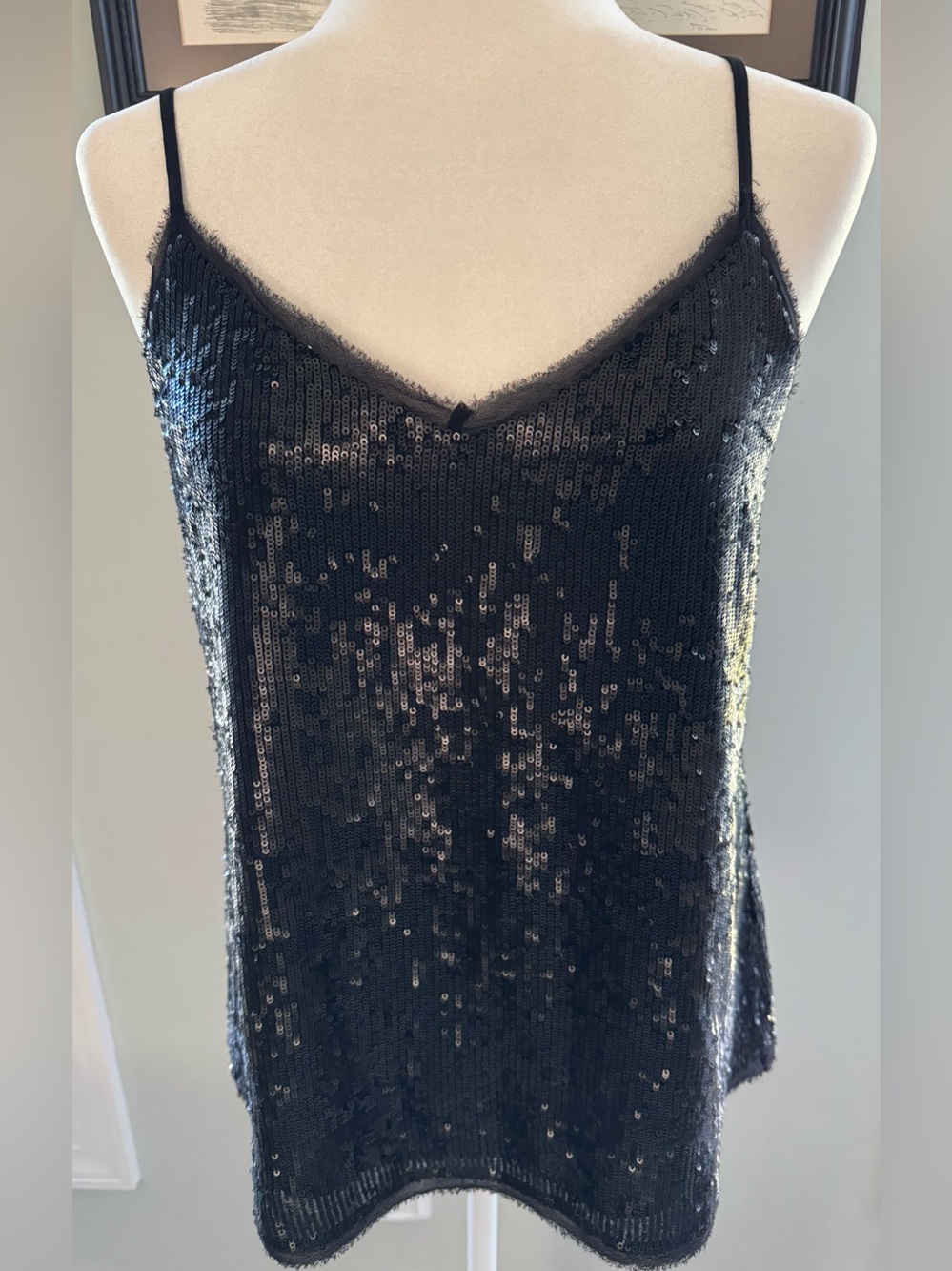 Joie Gowa Black Sequin Cami Size Small